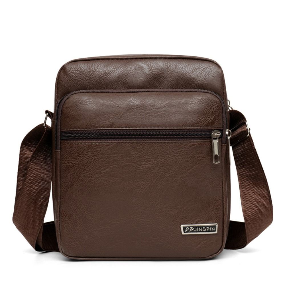 Leather Work Backpack - 다기능 PU 가죽 남성용 숄더백 방수