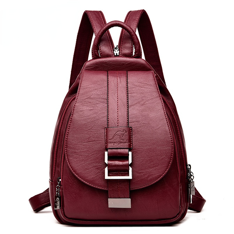 Leather Work Backpack - 디자이너 여성용 가죽 백팩, 십대 소녀용
