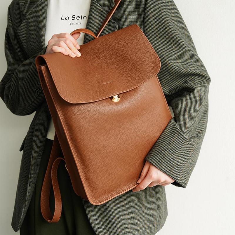 Leather Work Backpack - 2025 통근을위한 간단하고 대용량의 새로운 탑