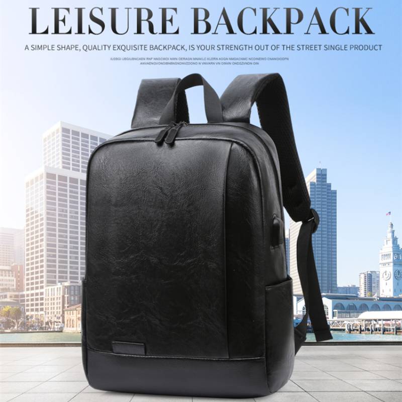 Leather Work Backpack - 남자 유행 배낭 PU 가죽 가방