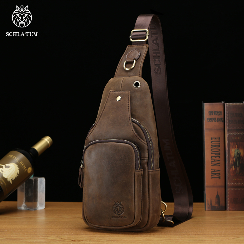 SCHLATUM 100% 정품 가죽 가슴 가방 캐주얼  - Leather Work Backpack 리뷰 및 가격