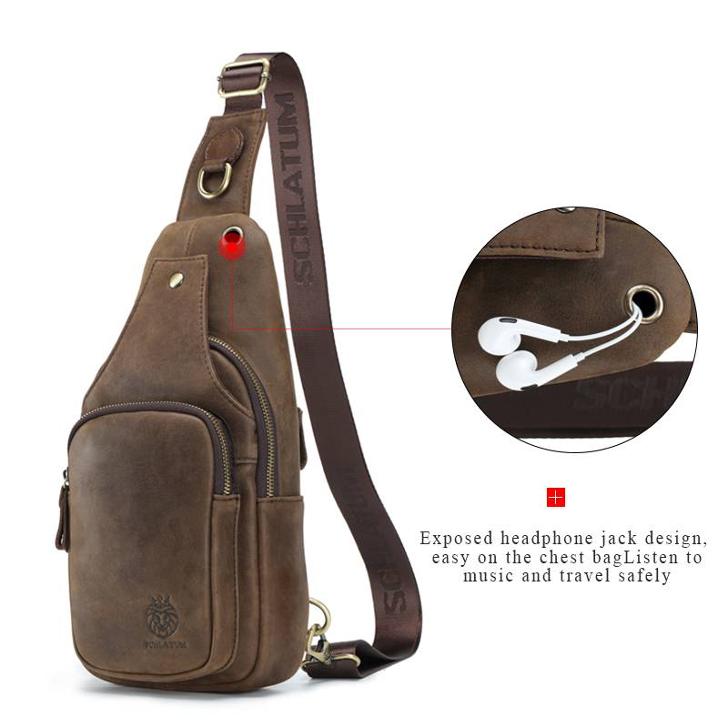 SCHLATUM 100% 정품 가죽 가슴 가방 캐주얼  - Leather Work Backpack 리뷰 및 가격