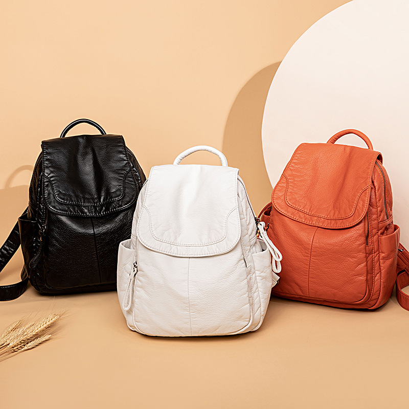 여성용 배낭 화이트 워싱 가죽 배낭, 십대 소녀용 소형 - Leather Work Backpack 리뷰 및 가격